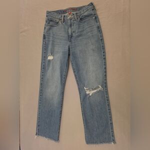 Lucky Brand Light Blue Distressed Boyfriend Jeans Straight~ High Rise